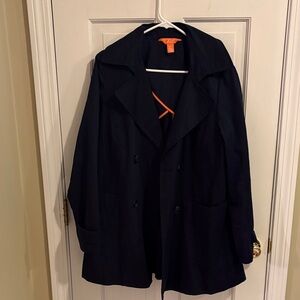 Elegant women's  Dark Blue Pea Coat cotton size large like new